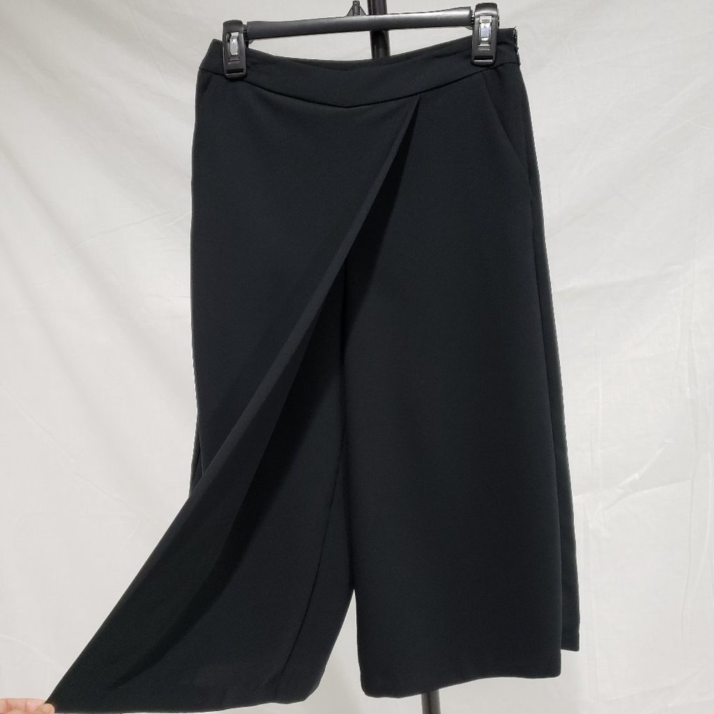 Whowhatwear Black Wrap Culottes Size 4 - Picture 9 of 10